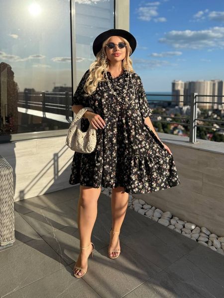 Платье oversized из софта 50-54, 56-60, 62-66 (2цв) "DEFFILE" недорого от прямого поставщика 2PLBEG1377-0125v фото
