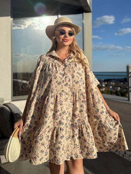 Платье oversized из софта 50-54, 56-60, 62-66 (2цв) "DEFFILE" недорого от прямого поставщика 2PLBEG1377-0125v фото