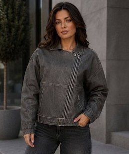 Куртка женская из экокожа с актуальным oversize-кроем S, M, L, XL, XXL "BONJOUR" недорого от прямого поставщика RIN1551-6617v фото