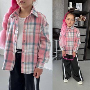 Сорочка дитяча для дівчаток з фланелі 116, 122, 128, 134, 140, 146 "CAPRIZZ MODA" недорого від прямого постачальника Sin811-005_клетка_роз_v фото