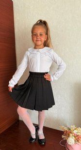 Блуза для девочек из софта 116, 122, 128, 134, 140, 146 "BRYKINA" недорого от прямого поставщика 2PLGU1077-240_кружево_бел_v фото