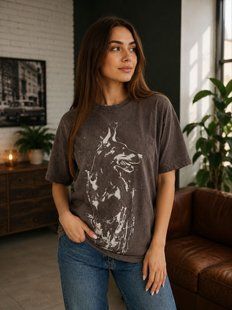 Футболка женская oversize из варенки 42-46 (4цв) "BONJOUR" недорого от прямого поставщика RIN1551-М14_доберман_v фото