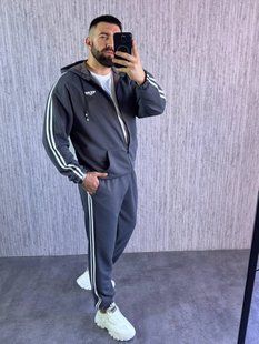 Чоловічий костюм з лампасами з петлі та з накатом M-L, XXL, XXXL "LOOK AT ME" недорого від прямого постачальника AV5-10547_лампас_серый_v фото