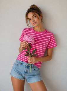Футболка женская в стильную смужку из котона 42-46 (5цв) "OPTSHOP" недорого от прямого поставщика RIN1553-10744v фото