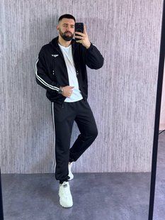 Чоловічий костюм з лампасами з петлі та з накатом M-L, XXL, XXXL "LOOK AT ME" недорого від прямого постачальника AV5-10547_лампас_черный_v фото