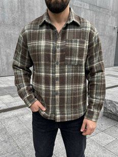 Сорочка чоловіча з байки в клітку M-L, L-XL, XL-XXL "VITVIELLI" недорого від прямого постачальника Av4909-1062_кл_мокко_v фото
