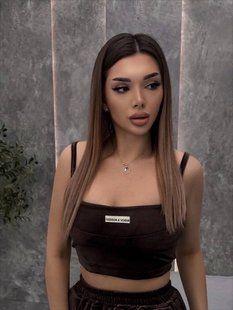 Топ женский на бретелях из велюра-плюша S-M, M-L "LOOK AT ME" недорого от прямого поставщика AV5-10530_1_шок_v фото