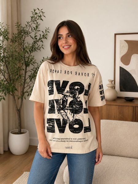 Футболка женская oversize из кулира 42-46 (5цв) "BONJOUR" недорого от прямого поставщика RIN1551-М14_love_наоборот_v фото