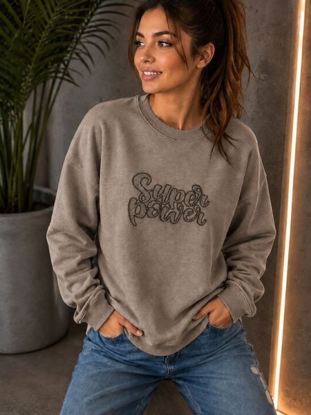 Свитшот женский из трехнитки 42-48, ONE SIZE (3цв) "BONJOUR" недорого от прямого поставщика RIN1551-820803_надпись_на_англ_v фото