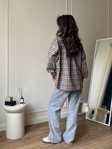 Рубашка оверсайз из фланели 42-48 (2цв) "GLOSSY" недорого от прямого поставщика Rin850-035_пр_кл_кор_бел_v фото