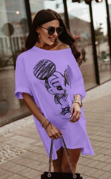 Платье-туника женское из кулира oversize с накатом mikki oversize oversize oversize(42-46) (5цв) "INFINITY" недорого от прямого поставщика 2PLGU1421-8818_накат_Mikki_v фото
