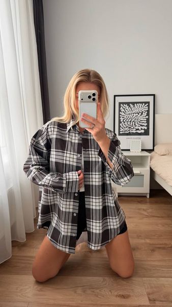 Рубашка из фланели oversized (3цв) "LASAS" недорого от прямого поставщика Sin1522-255_клетка_v фото