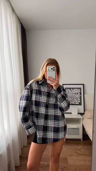 Рубашка из фланели oversized (3цв) "LASAS" недорого от прямого поставщика Sin1522-255_клетка_v фото