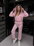Костюм женский велюровый кофта+ штаны 42-44,46-48 "LOOK AT ME" от прямого поставщика Av5-10532a/пудра фото
