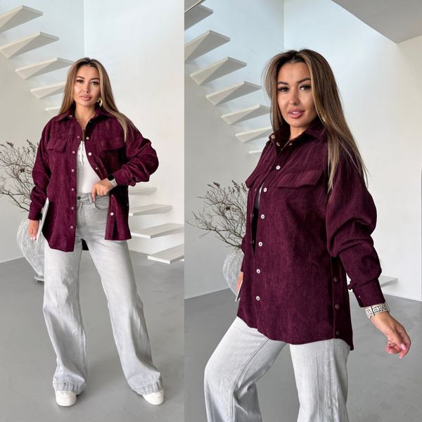 Рубашка оверсайз асимметричного кроя из вельвета S, M, L, XL "REMISTORE" недорого от прямого поставщика Razg3591-SV752_марсал_v фото