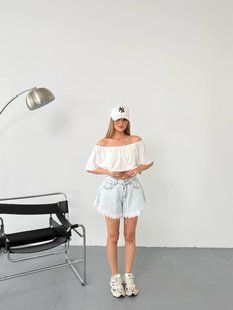 Джинсовые шорты женские с высокой посадкой и необработанным краем 25, 26, 27, 28, 29, 30 "OPTSHOP" недорого от прямого поставщика RIN1553-4063v фото