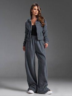 Жіночий спортивний костюм з кантом з двостороннього флісу S, M, L, XL "REMISTORE" недорого від прямого постачальника Razg3591-SV766_графит_v фото