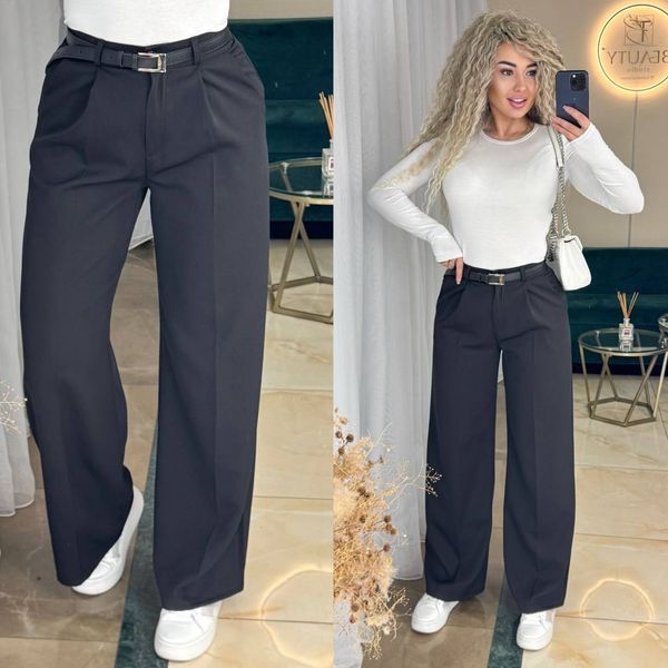 Штаны женские из костюмки и плюс 90грн за пояс 42, 44, 46, 48 "LINDA" недорого от прямого поставщика RIN4955-9054_черный_v фото