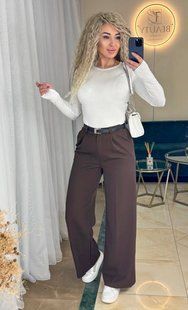Штаны женские из костюмки и плюс 90грн за пояс 42, 44, 46, 48 "LINDA" недорого от прямого поставщика RIN4955-9054_коричневый_v фото