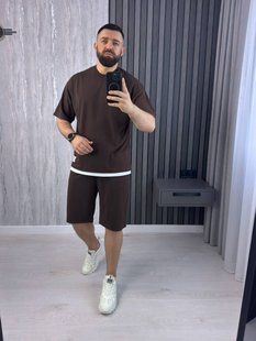 Стильний чоловічий костюм: футболка та шорти, з двонитки M, L, XL, XXL (7кол) "VITVIELLI" недорого від прямого постачальника Av4909-1075v фото