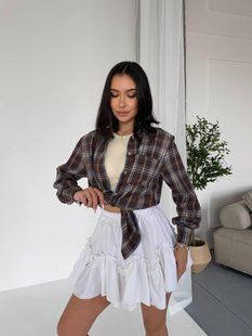 Стильная рубашка в клетку фланель 42-44, 46-48, 50-52 "NOBILITAS" недорого от прямого поставщика Sin3095-26014a/шоколадний фото