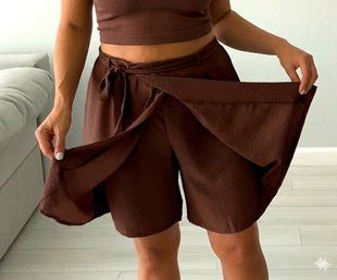 Шорты-юбка женские из трикотажа шоколадного 54-56, 58-60 "LEVMODA" недорого от прямого поставщика Rin2331-88v фото