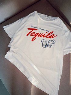 Футболка женская из% хлопка с принтом ONE SIZE (2цв) "MINIMAL" недорого от прямого поставщика RIN4956-112_надп_tequila_v фото