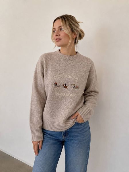 Жіночий в'язаний светр з декоративними таксами та написом 42-48, ONE SIZE (7кол) "OPTSHOP" недорого від прямого постачальника RIN1553-5308v фото