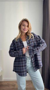 Сорочка жіноча фланелева в карту OVERSIZED "LASAS" від прямого постачальника Sin1522-162i_синий фото