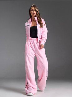Жіночий спортивний костюм з кантом з двостороннього флісу S, M, L, XL "REMISTORE" недорого від прямого постачальника Razg3591-SV766_розовый_v фото