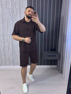 Чоловічий костюм з шортами з льону M-L, L-XL, XL-XXL "LOOK AT ME" недорого від прямого постачальника AV5-10541_шок_v фото