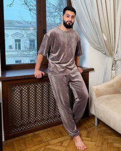 Костюм мужской унисекс из велюра с футболкой и штанами 46-48, 50-52, 54-56 (4цв) "LARA" недорого от прямого поставщика Razg4413-15605_унисекс_мужской_v фото