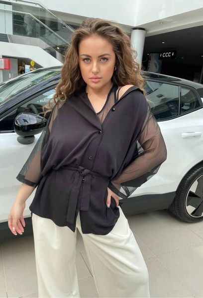 Блузка жіноча штапель + сітка оверсайз "LEVMODA" від прямого постачальника Rin2331 -080a фото