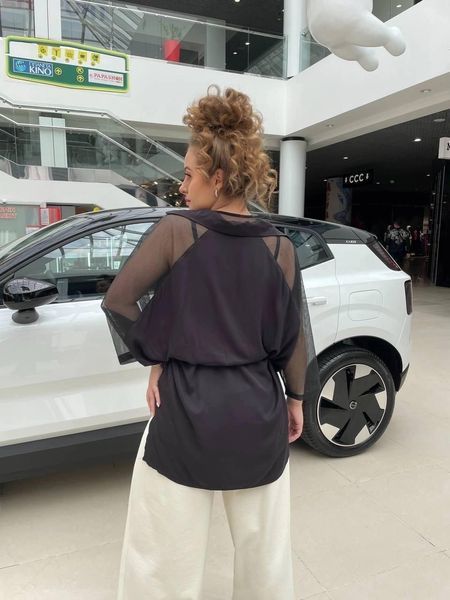 Блузка жіноча штапель + сітка оверсайз "LEVMODA" від прямого постачальника Rin2331 -080a фото