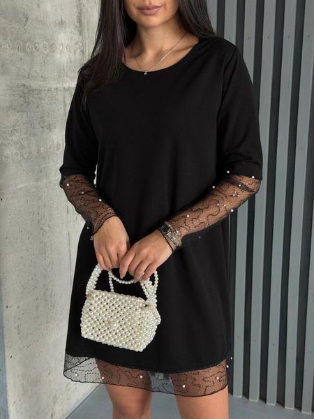 Платье женское креп дайвинг с сеткой 42-44, 46-48, 50-52, 54-56 "MILANO LOOK" от прямого поставщика RIN4935-174t фото