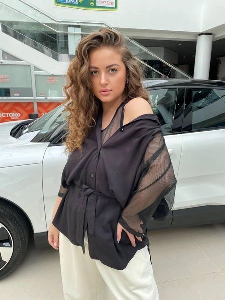 Блузка жіноча штапель + сітка оверсайз "LEVMODA" від прямого постачальника Rin2331 -080a фото
