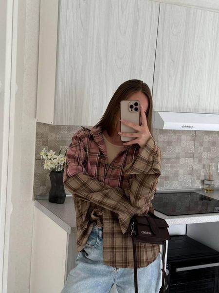 Рубашка женская в клетку на пуговицах 42/46 one size "FREE STYLE" от прямого поставщика Sin1529-401i фото