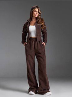 Жіночий спортивний костюм з кантом з двостороннього флісу S, M, L, XL "REMISTORE" недорого від прямого постачальника Razg3591-SV766_шоколад_v фото