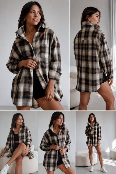 Сорочка з байки, один ONE SIZE (2кол) "NASH" недорого від прямого постачальника Rin1549-311_кл_черн_v фото