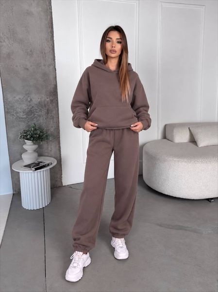 Теплый уютный костюм женский из турецкой трехнитки на флисе 42-44, 46-48 "LOOK AT ME" недорого от прямого поставщика AV5-10551_норма_мокко_v фото