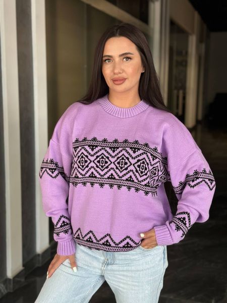 Светрик женский из акрила и шерсти с этническим орнаментом 44-62, ONE SIZE (5цв) "LUXMOD" недорого от прямого поставщика Sin1524-5089v фото