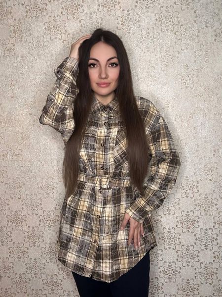 Рубашка женская в клетку с камнями oversize "ASPERAMO"недорого от прямого поставщика Rin1545-2029t_4 фото