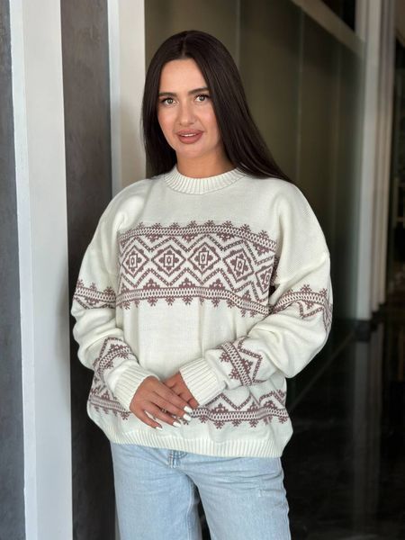Светрик женский из акрила и шерсти с этническим орнаментом 44-62, ONE SIZE (5цв) "LUXMOD" недорого от прямого поставщика Sin1524-5089v фото