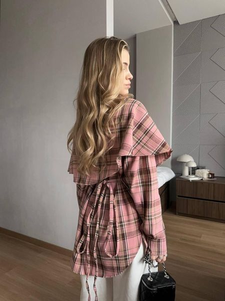 Рубашка женская в клетку на пуговицах 42/46 one size "FREE STYLE" от прямого поставщика Sin1529-446i_рожева фото
