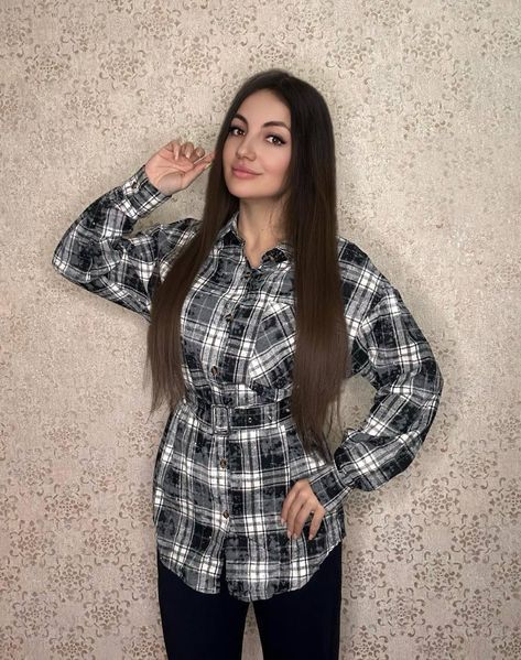 Сорочка жіноча в карту з камінням oversize"ASPERAMO"недорого від прямого постачальника Rin1545-2029t_6 фото