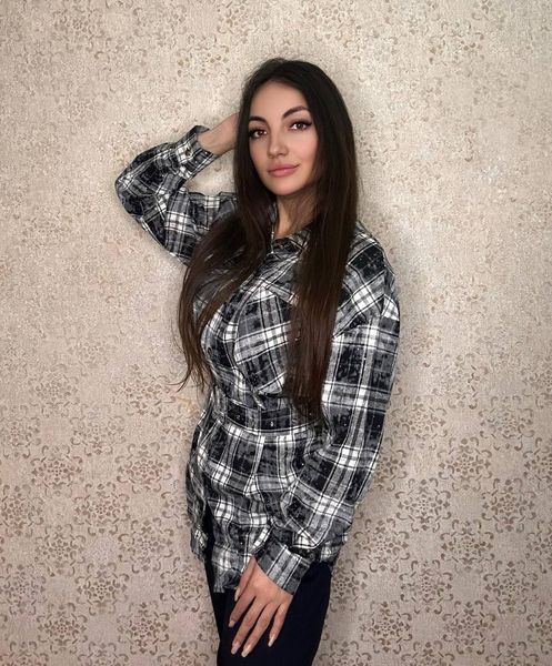 Сорочка жіноча в карту з камінням oversize"ASPERAMO"недорого від прямого постачальника Rin1545-2029t_6 фото