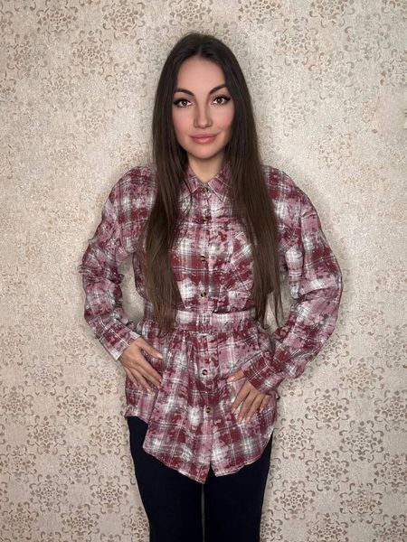 Рубашка женская в клетку с камнями oversize "ASPERAMO"недорого от прямого поставщика Rin1545-2029t_7 фото