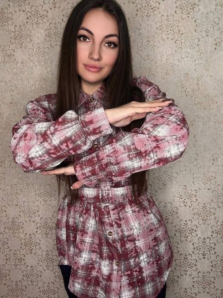 Рубашка женская в клетку с камнями oversize "ASPERAMO"недорого от прямого поставщика Rin1545-2029t_7 фото