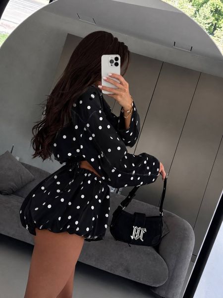 Костюм женский из софта с принтом горох 42-44, 46-48 (2цв) "CHERRY" недорого от прямого поставщика Sin1486-689_принт_горох_v фото
