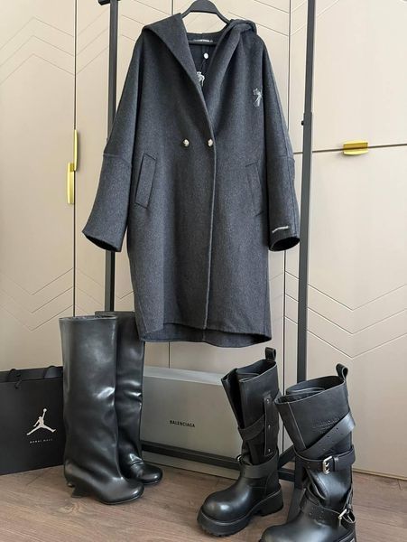 Пальто женское кашемировое с капюшоном 50-54(3 кол.) "Papafashion " недорого от прямого поставщика Razg6260-4302a/батал фото